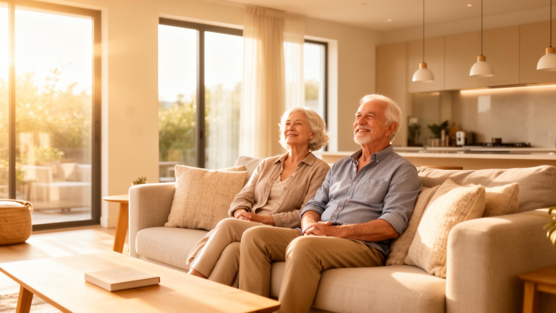 Glückliches Seniorenpaar in modernisiertem Zuhause